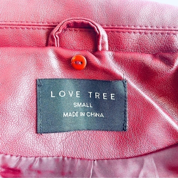 Love Tree Faux Leather Biker Jacket – Red Burgundy – Size Small - Picture 13 of 14